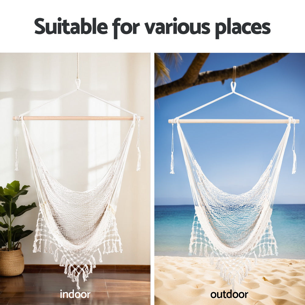Garden Hammock Chair Swing - Mesh Cream.