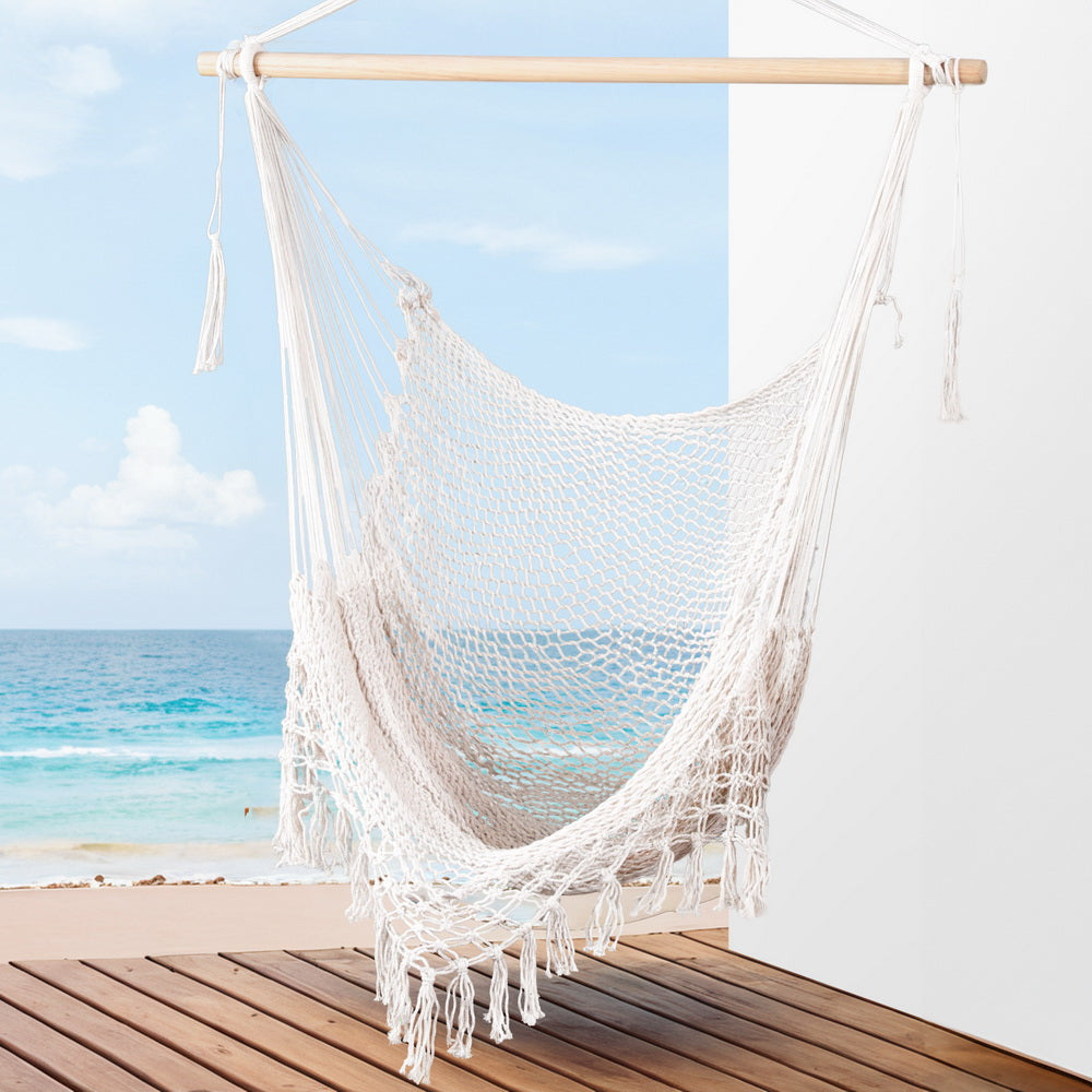 Garden Hammock Chair Swing - Mesh Cream.
