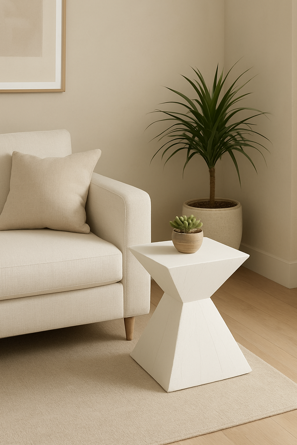 Magnesium Cement Side Table Terrazzo White