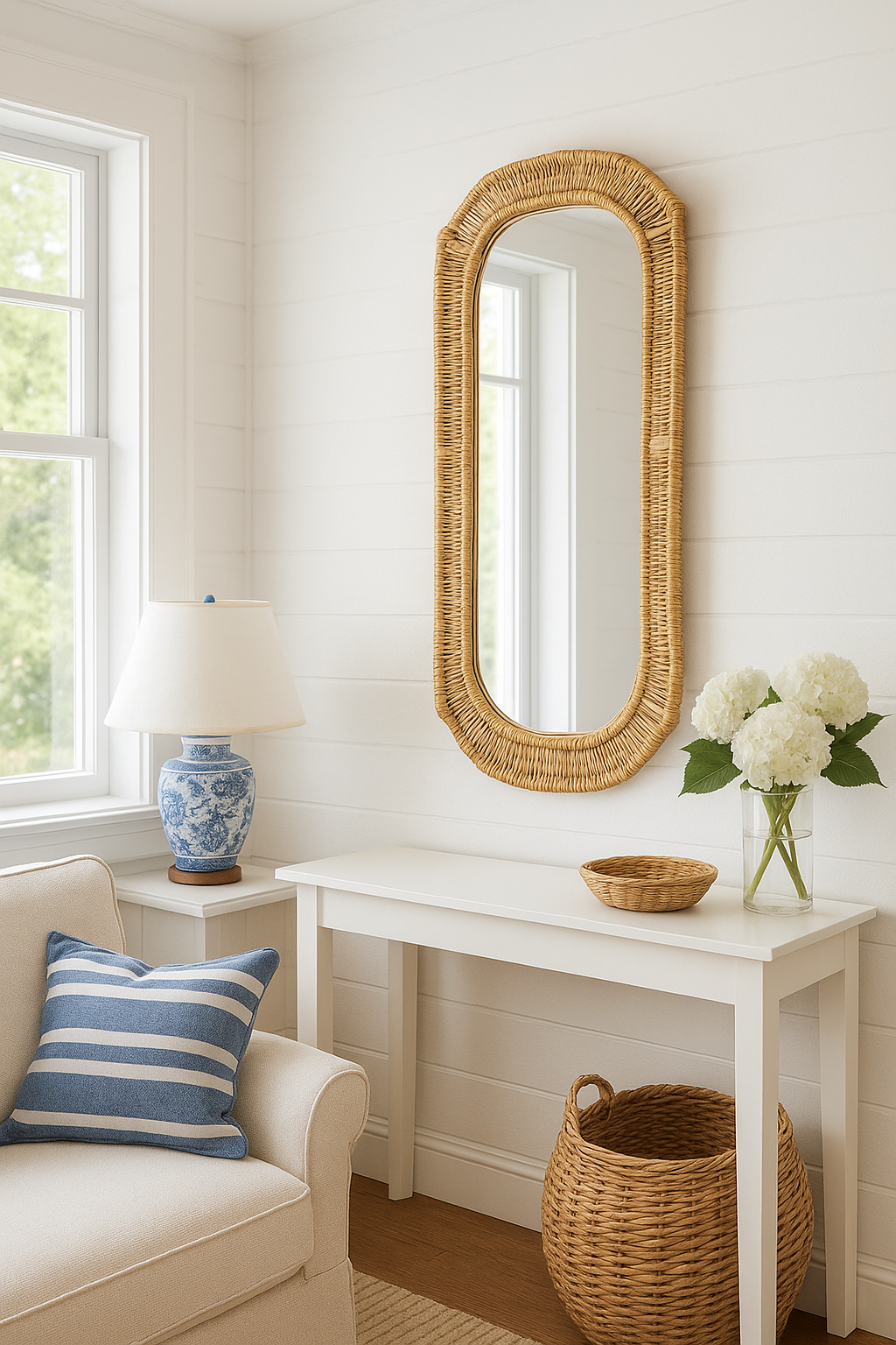 Hamptons Oval Weave Mirror