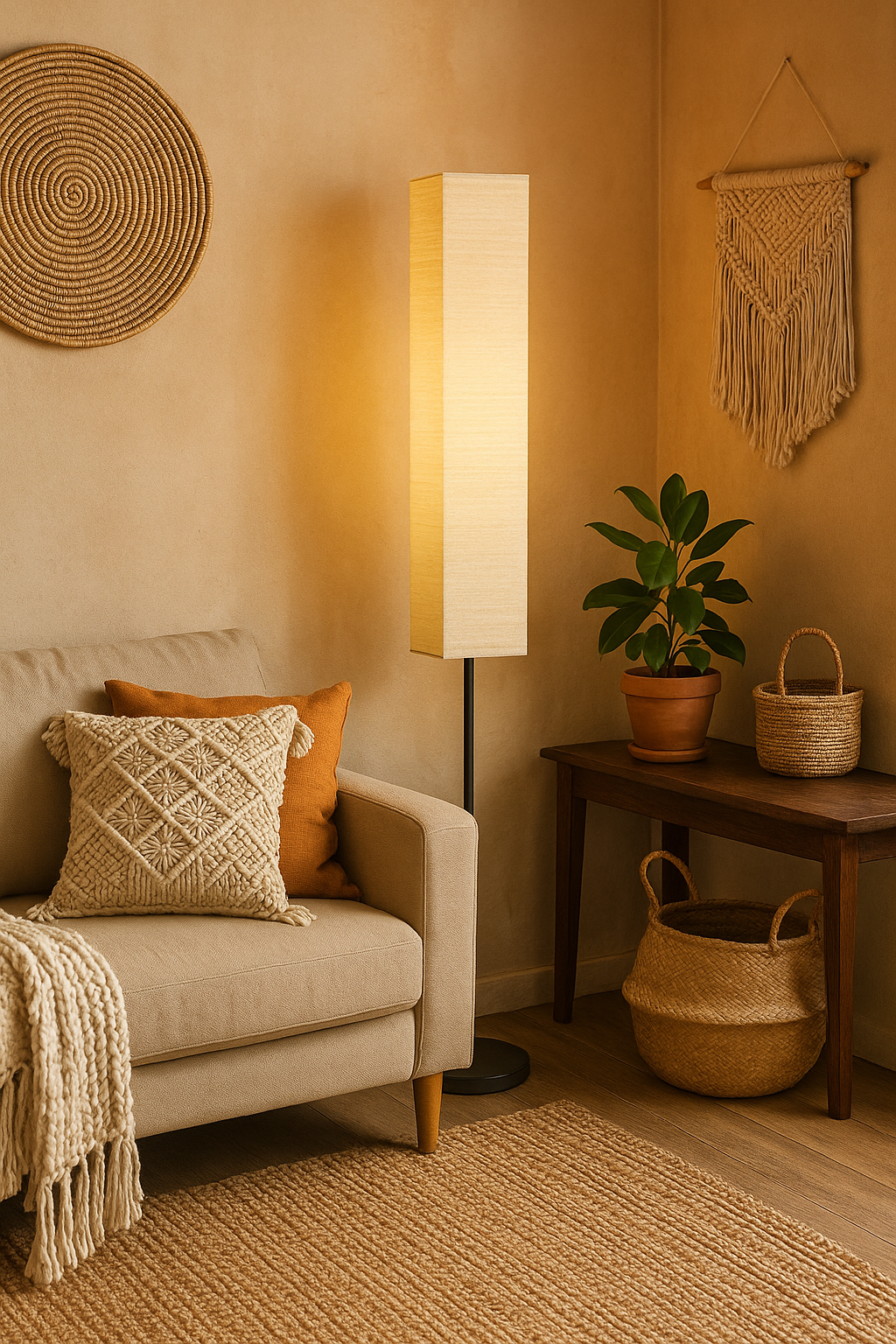 Sarantino Metal Floor Lamp with White Paper Wrinkle Shade Light Stand.