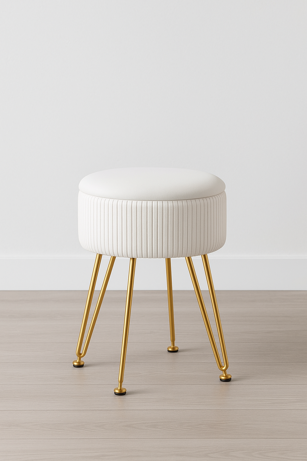 Artiss Ottoman Storage Foot Stool Vanity Velvet Round White.