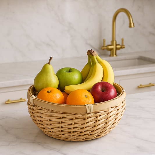 Circular Rattan Storage Basket.