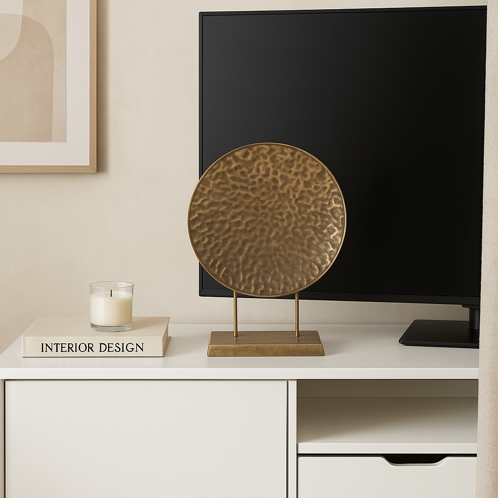 Round Pressed Gold Table Decor - Gold.