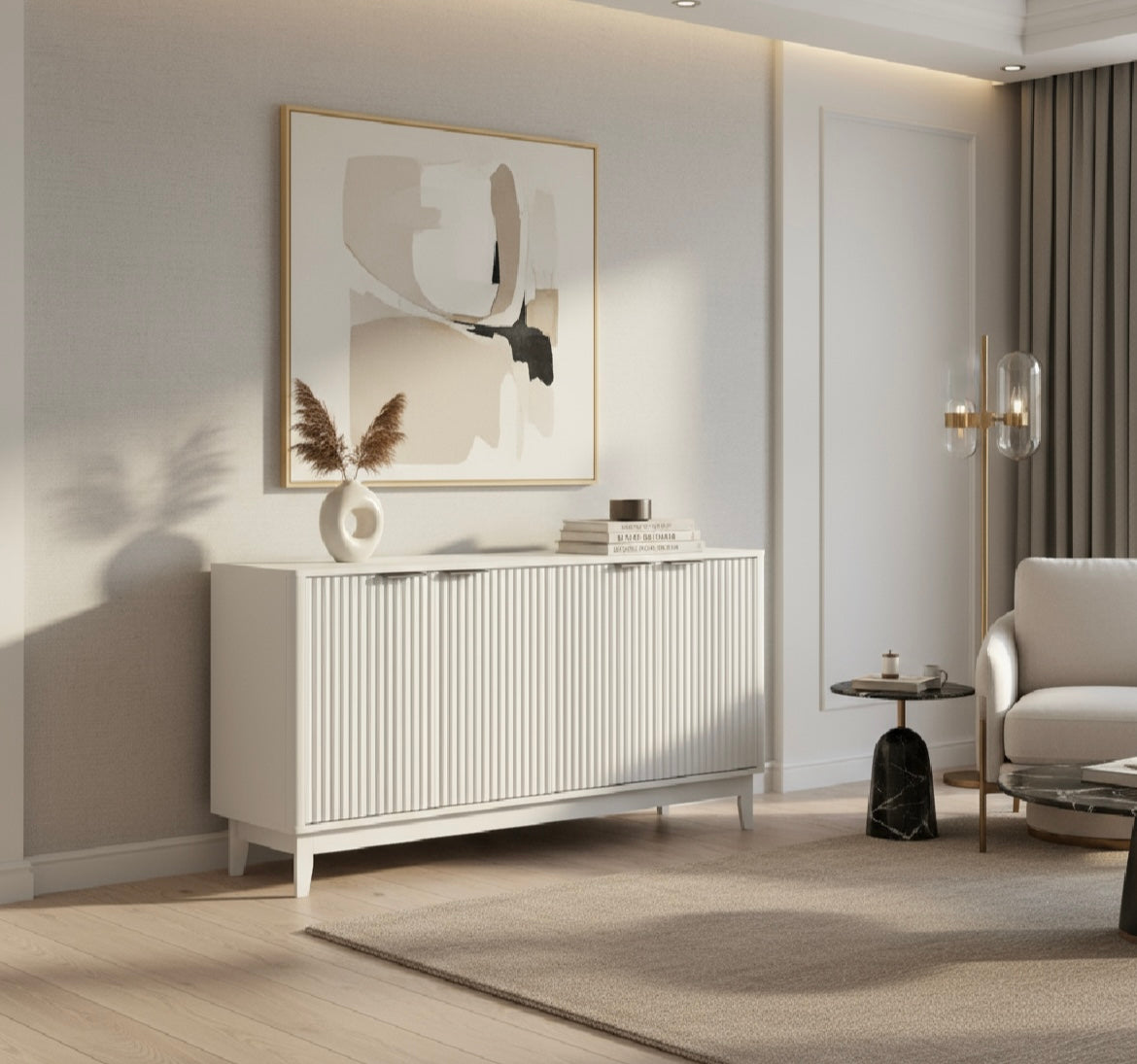 Celia Elegant White Storage Sideboard The Nest Trading Company