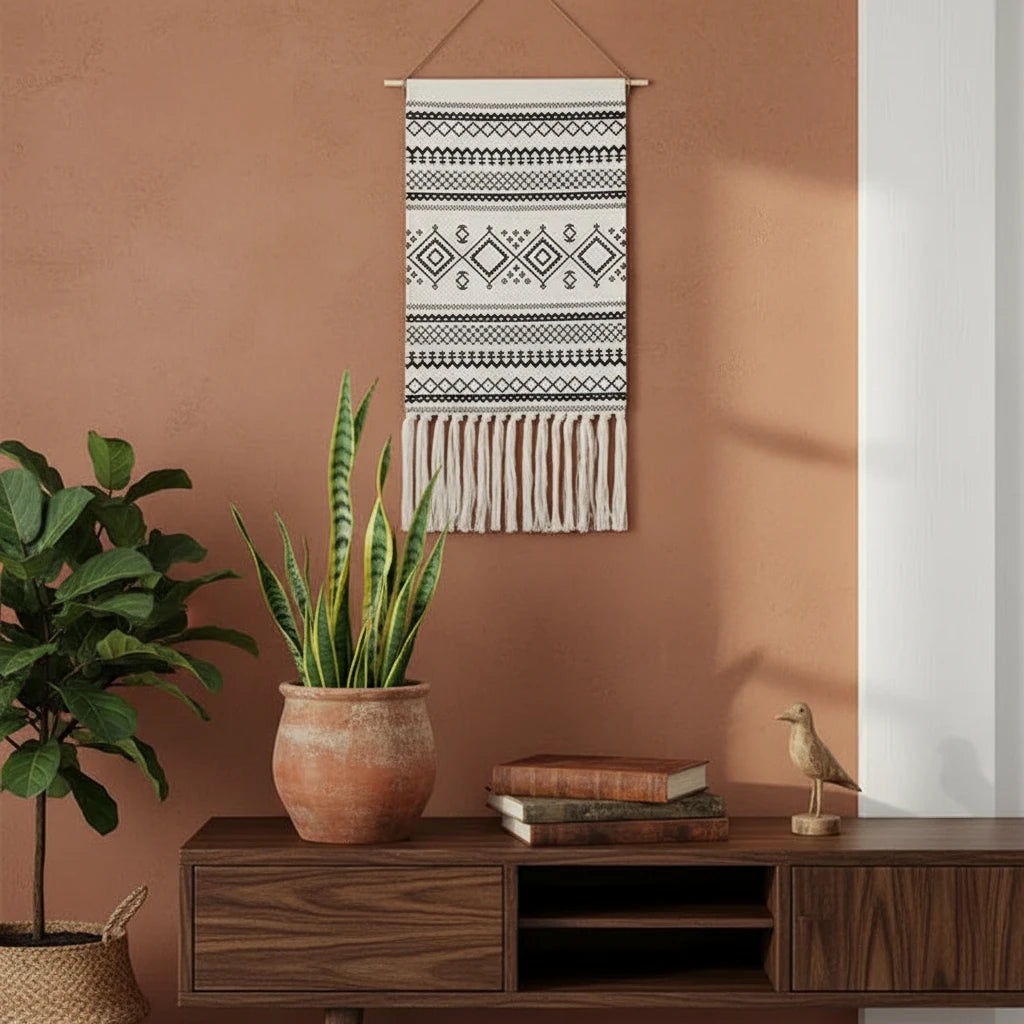 Bohemian Nordic Handmade Tapestry with Tassels
