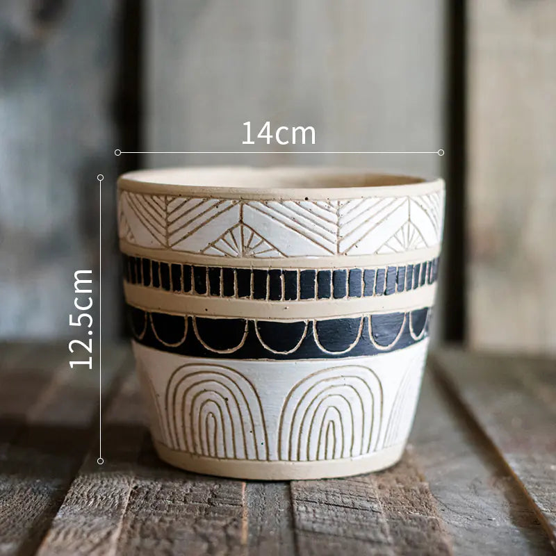 Egyptian Pattern Tall Flower Pot