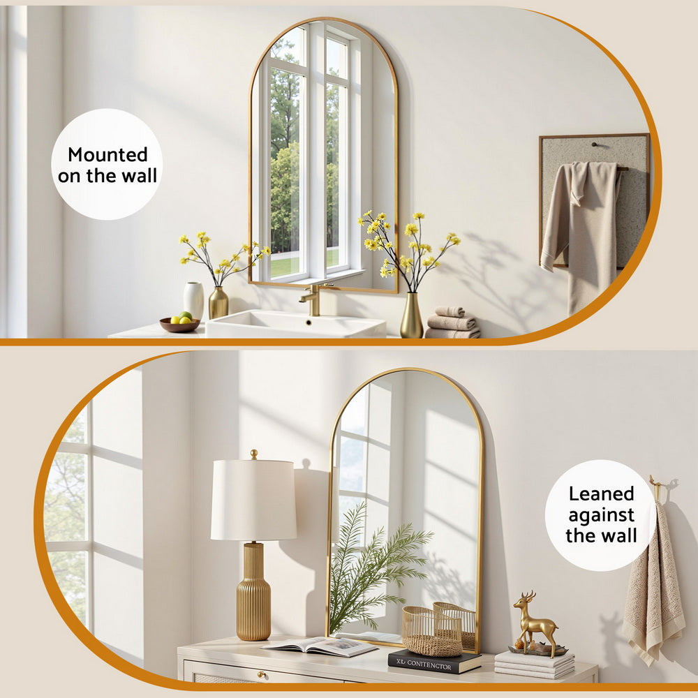 Embellir 86x50cm Arched Wall Mirror Vanity Makeup Home Decor.