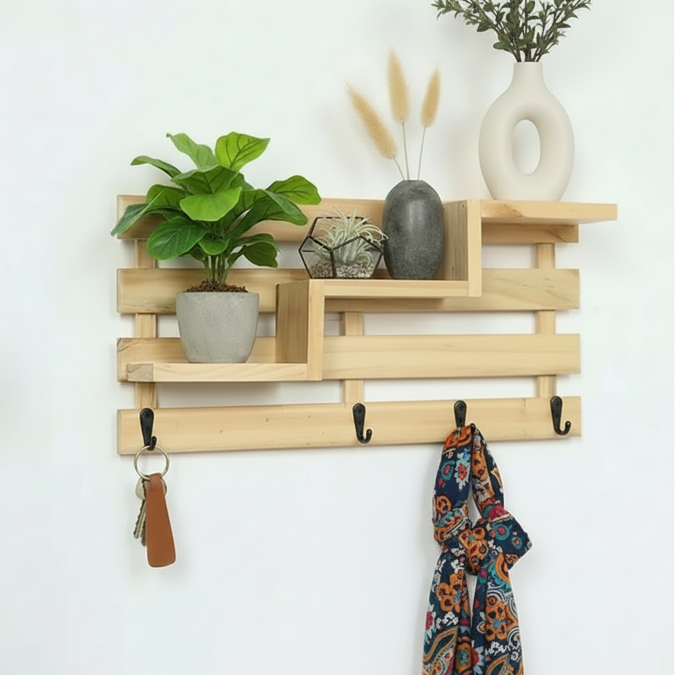 Wooden Ladder-Shaped Wall Shelf Decor