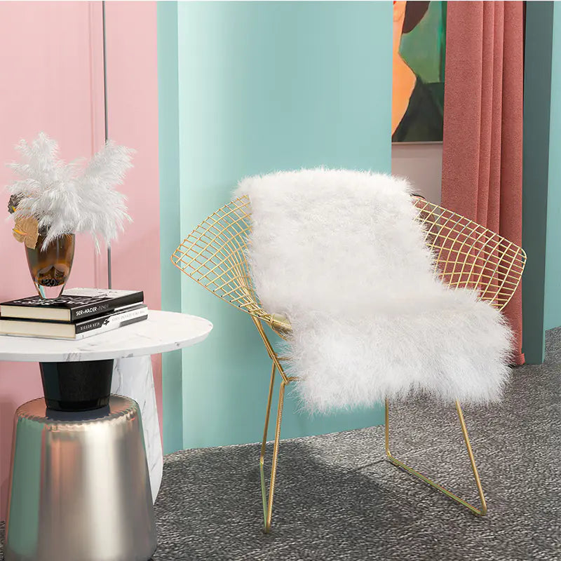 Nordic Style Iron Stool with Backrest in Gold - The Nest Trading Company