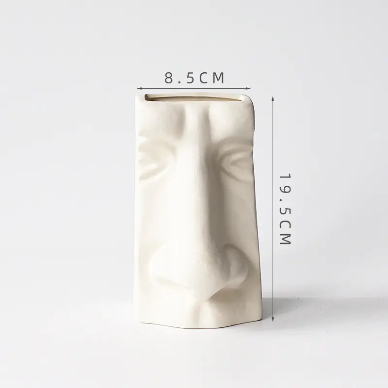 Ceramic Abstract Face Vase with Flower Insert