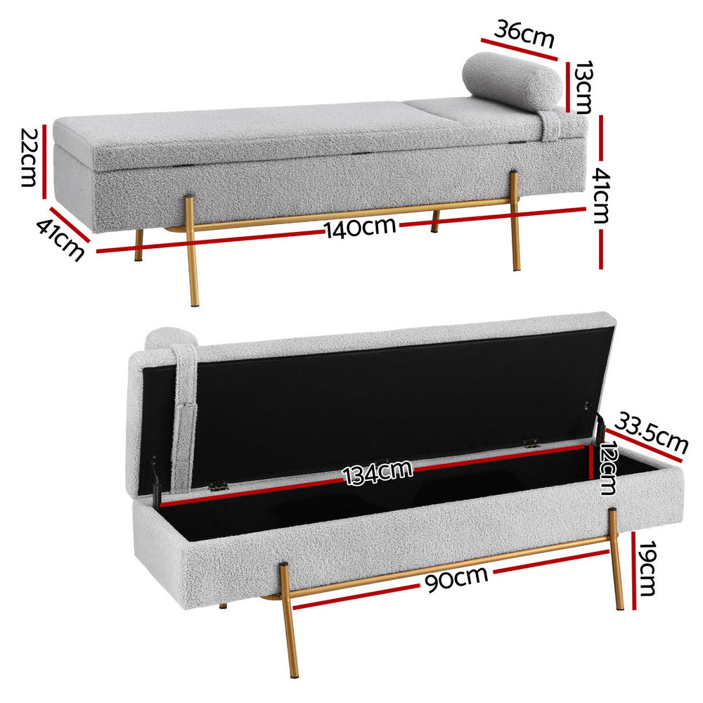 Artiss Storage Ottoman Bed 140cm