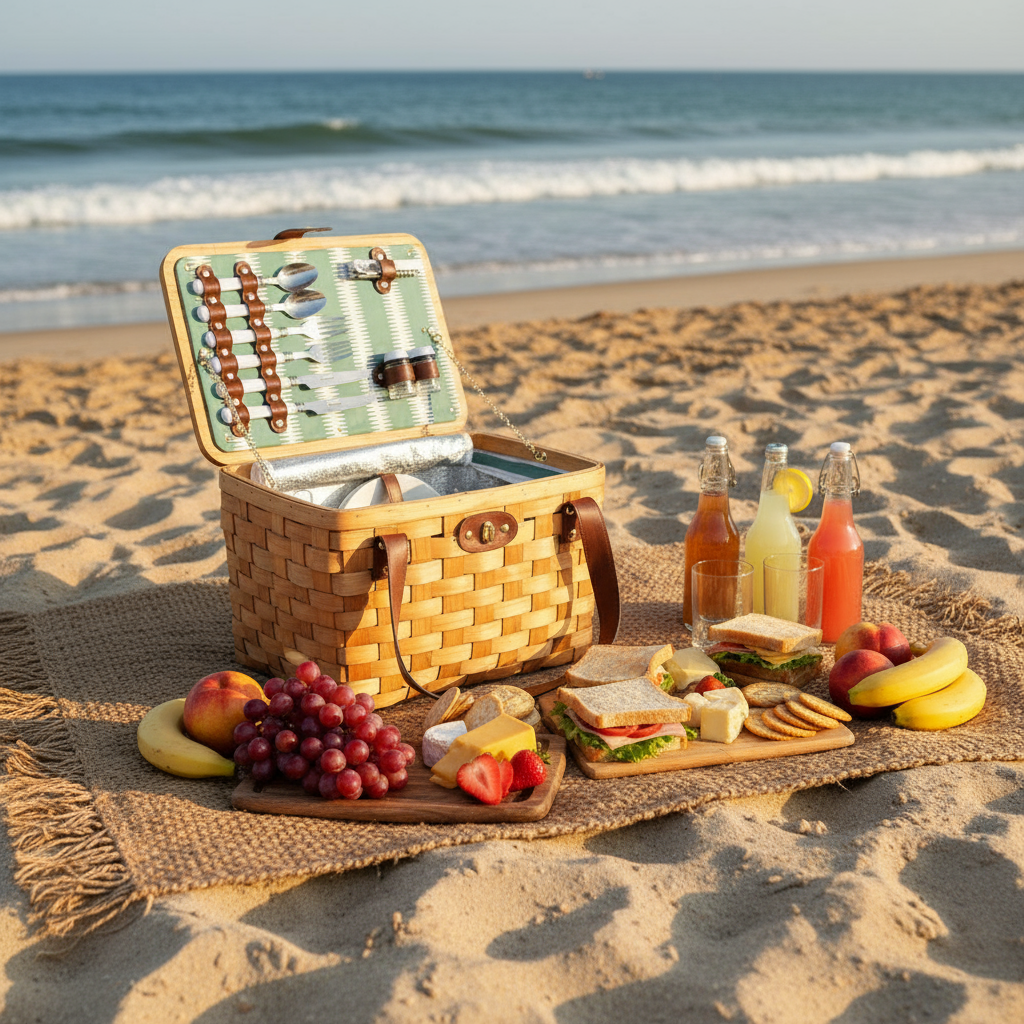 Padma Insulated Alfresco Outdoor 2 Person Picnic Basket Set - Wooden - Cooler Bag