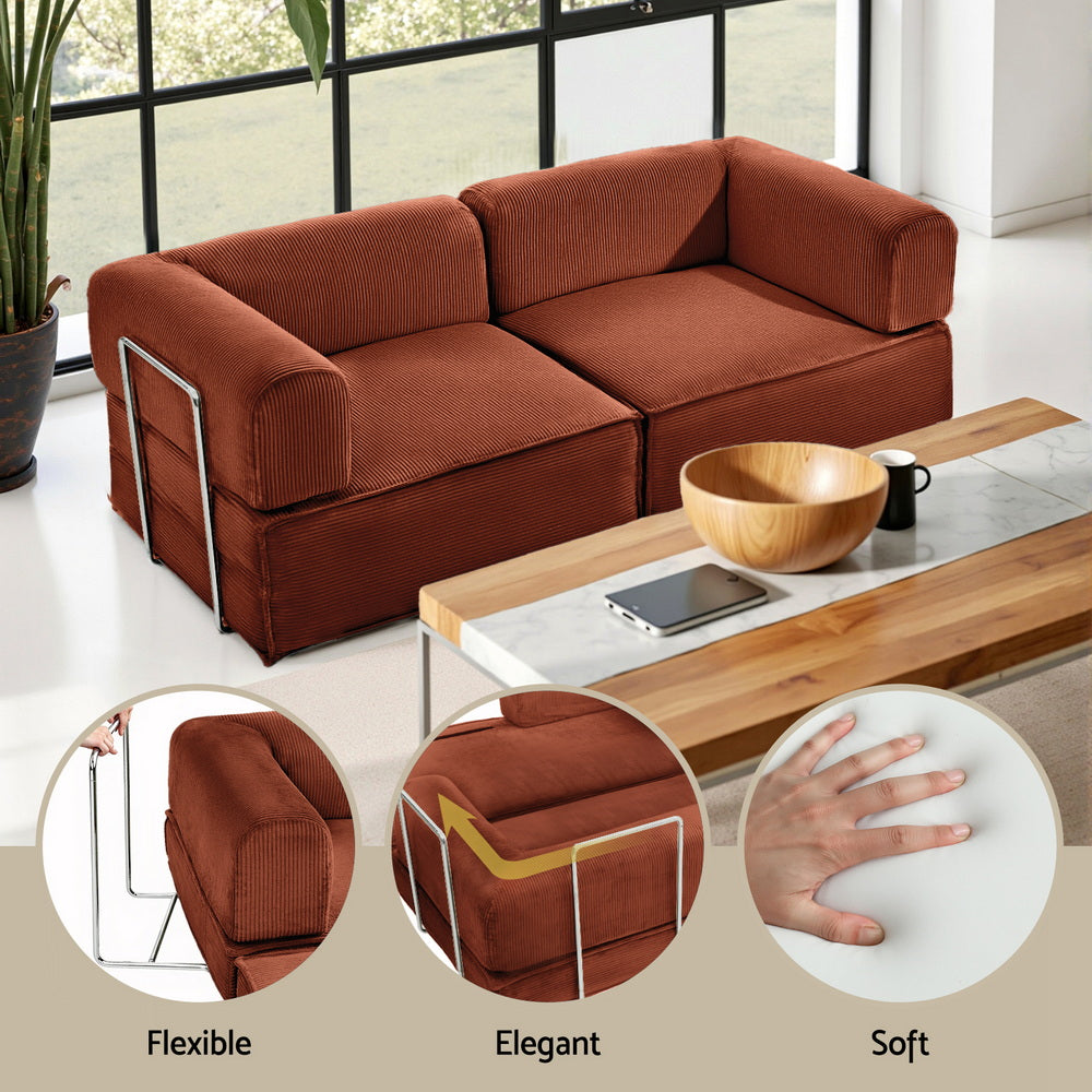 Hazel Burnt Orange Folding Sofa Bed