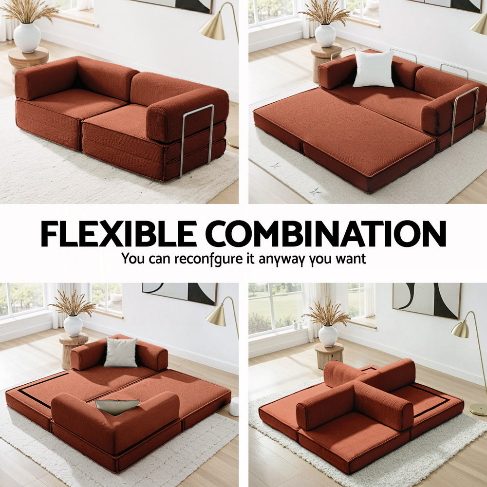 Hazel Burnt Orange Folding Sofa Bed