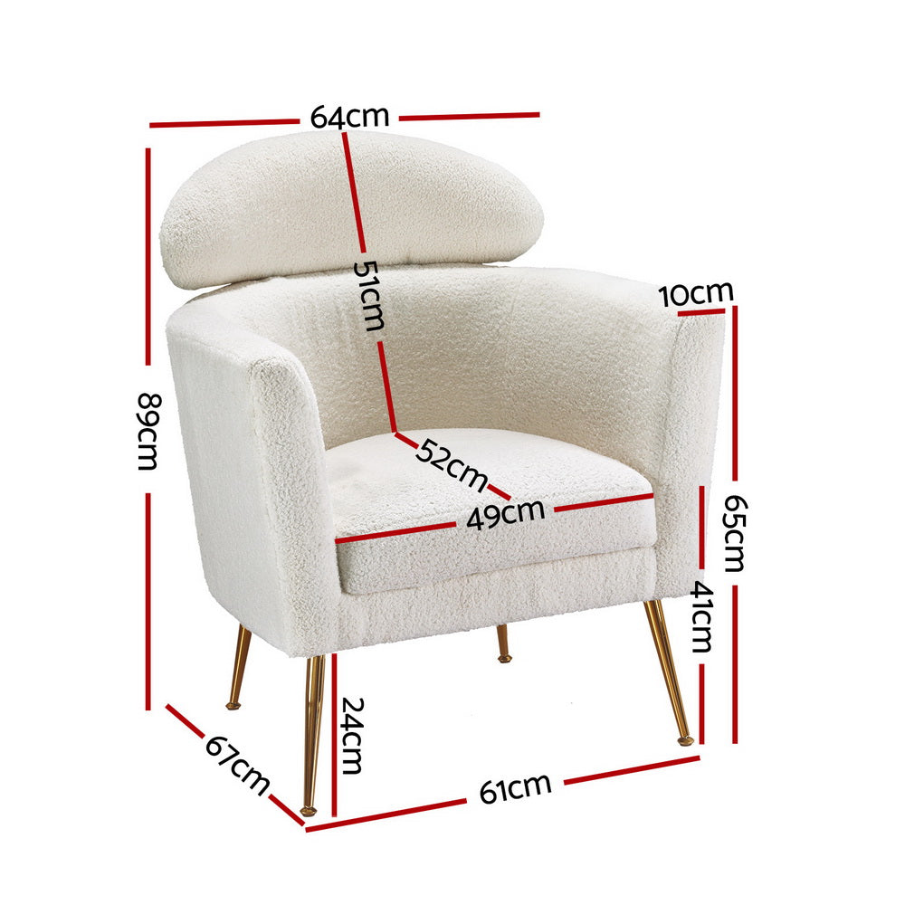 Yoli Armchair Boucle Fabric White
