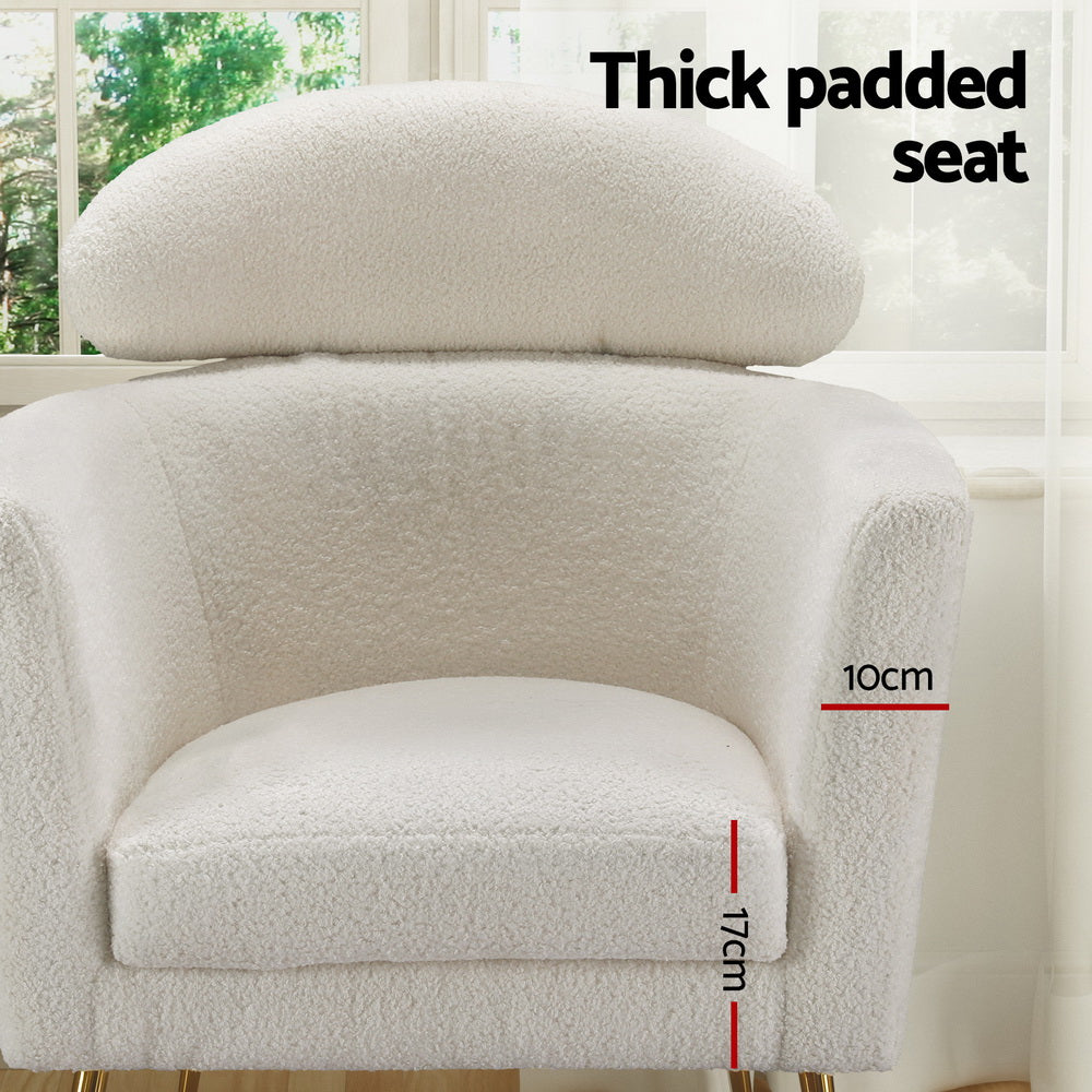 Yoli Armchair Boucle Fabric White