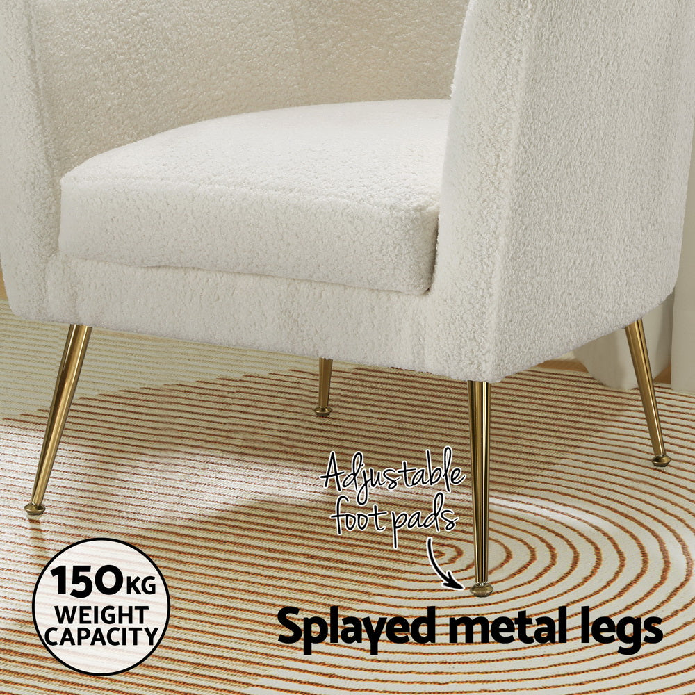 Yoli Armchair Boucle Fabric White