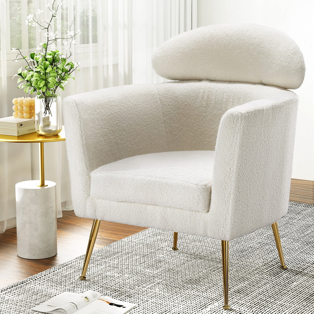 Yoli Armchair Boucle Fabric White