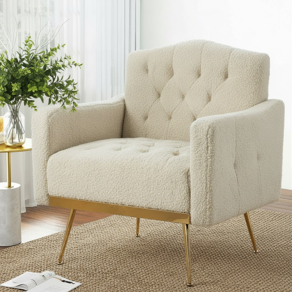 Nicole Beige Boucle Armchair