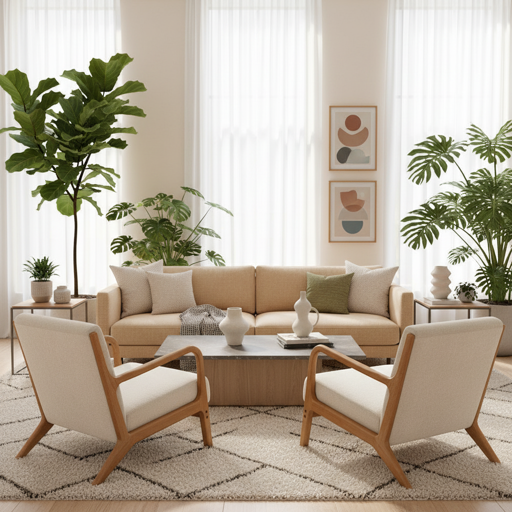 Olive 2X Armchair Faux Fabric Beige