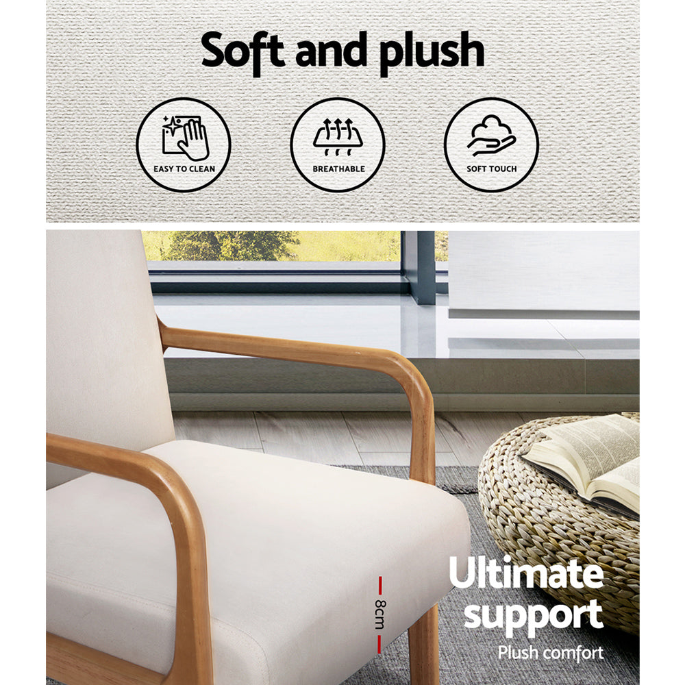 Olive 2X Armchair Faux Fabric Beige