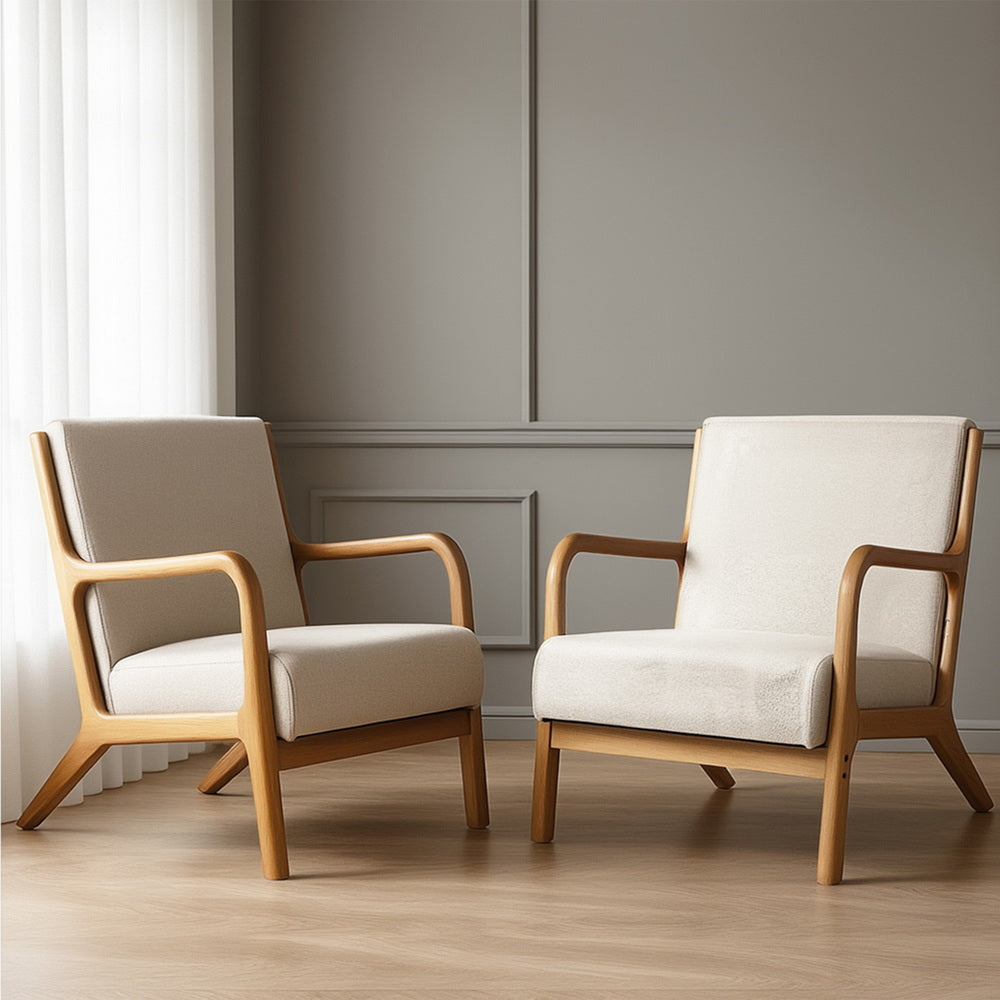 Olive 2X Armchair Faux Fabric Beige