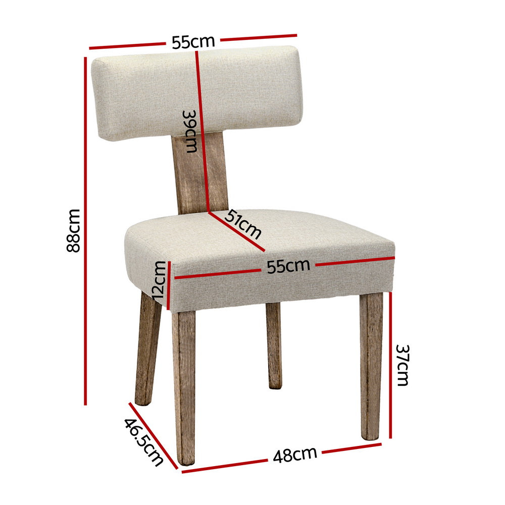 Artiss Dining Chairs Set of 2 Linen Fabric Wooden Beige The Nest Trading Company