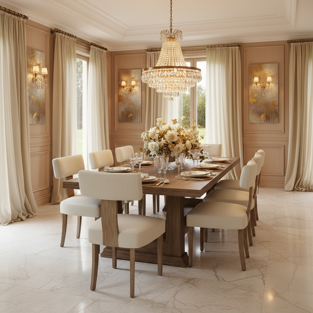 Kendra Set of 2 Dining Chairs In Beige Linen Fabric With Wood The Nest Trading Company