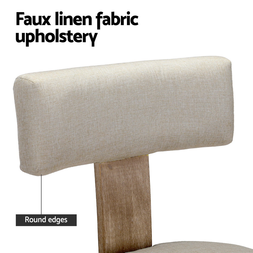 Artiss Dining Chairs Set of 2 Linen Fabric Wooden Beige The Nest Trading Company