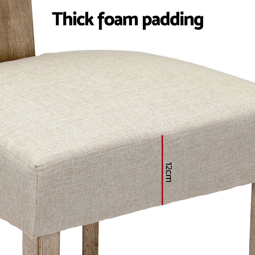 Artiss Dining Chairs Set of 2 Linen Fabric Wooden Beige The Nest Trading Company