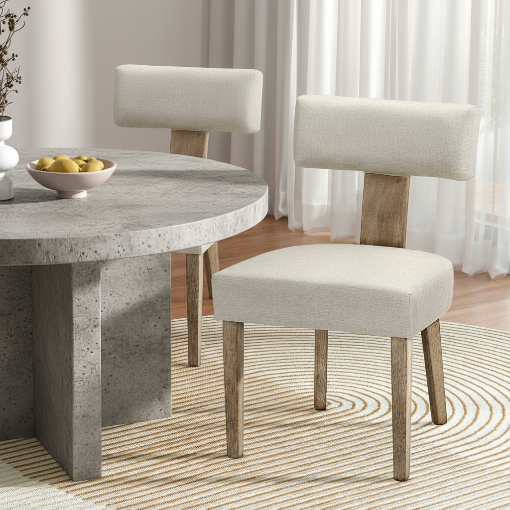 Artiss Dining Chairs Set of 2 Linen Fabric Wooden Beige The Nest Trading Company