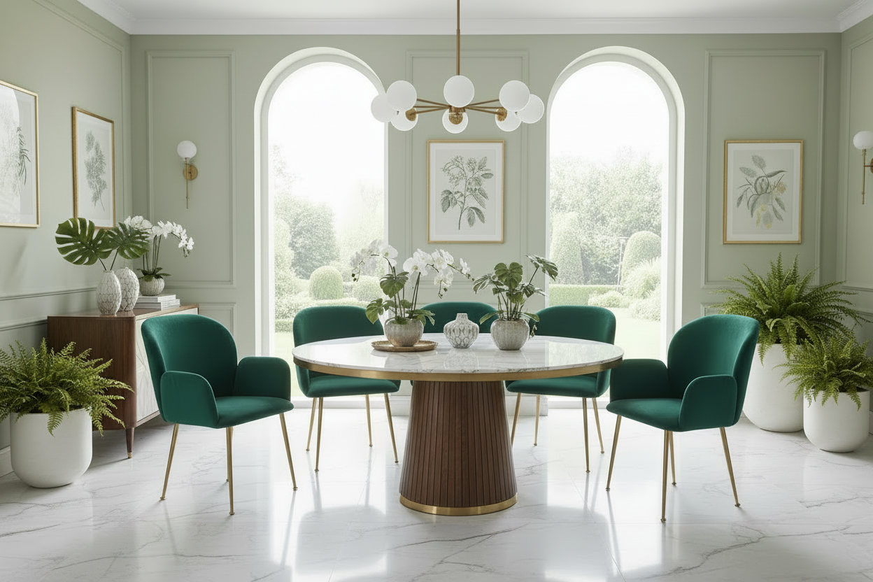 Kynsee Green Velvet Set of 4 Armchairs