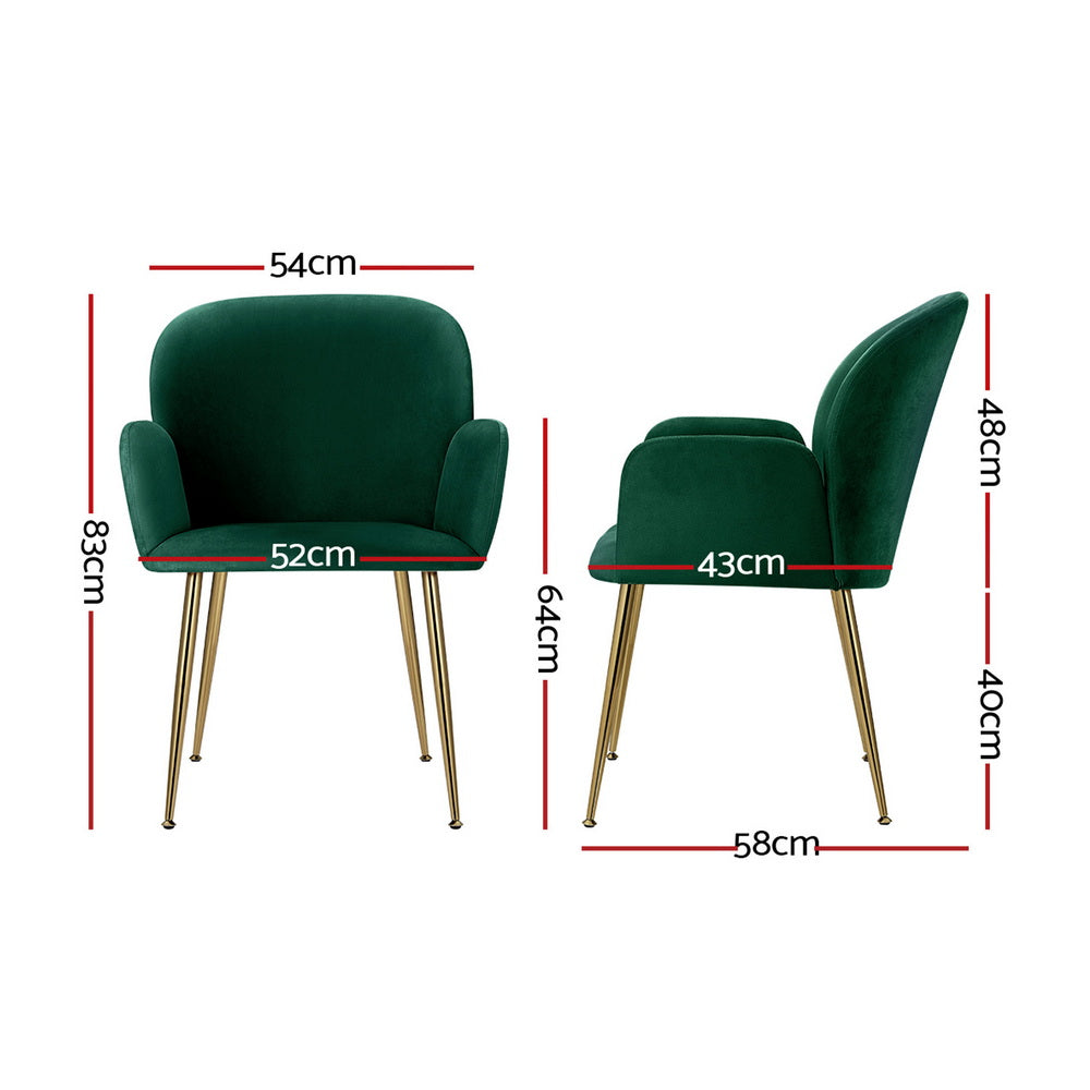 Kynsee Green Velvet Set of 4 Armchairs