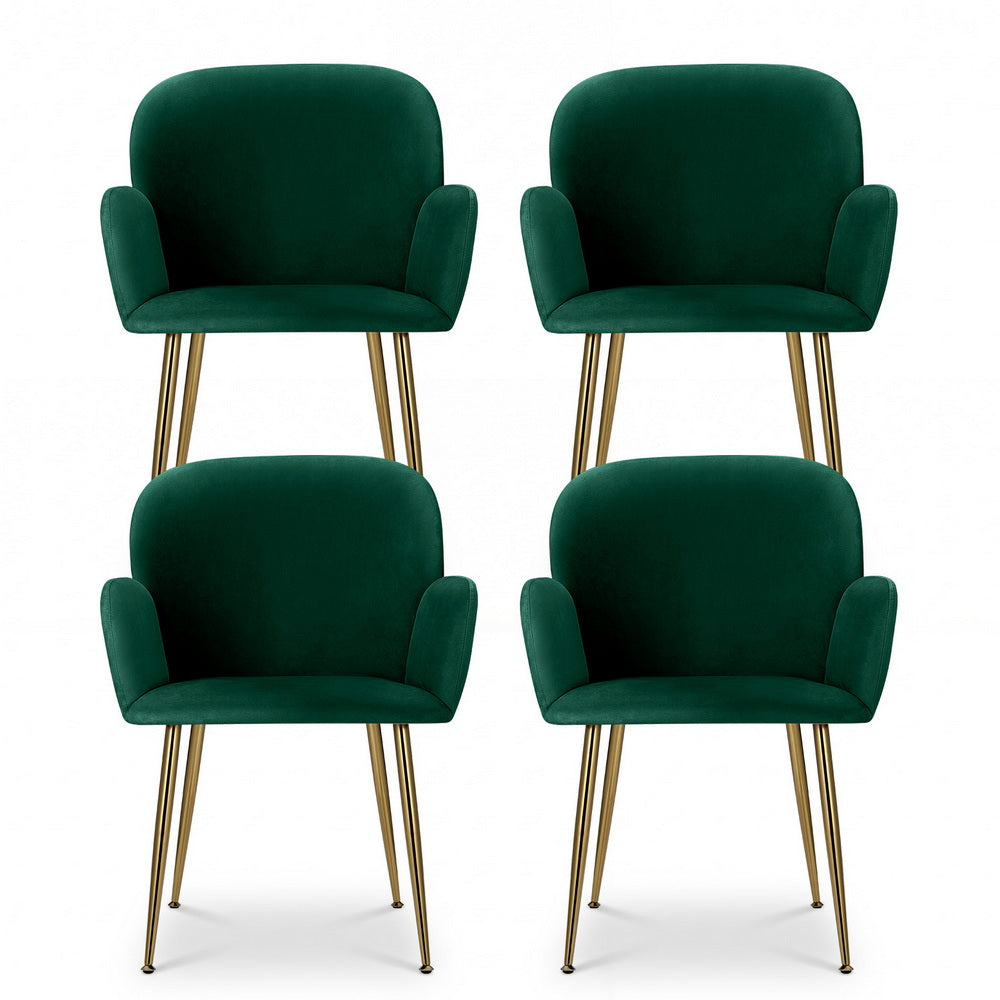 Kynsee Green Velvet Set of 4 Armchairs