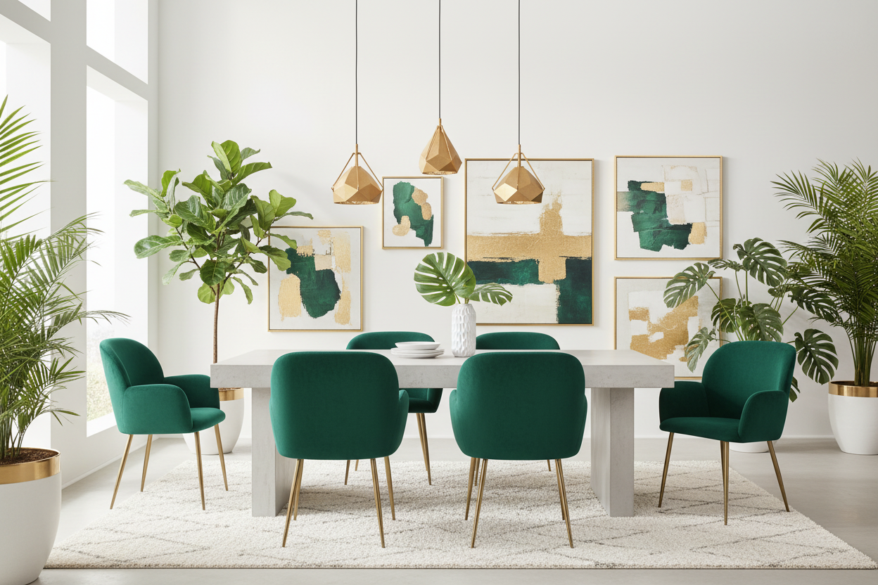 Kynsee Green Velvet Set of 4 Armchairs