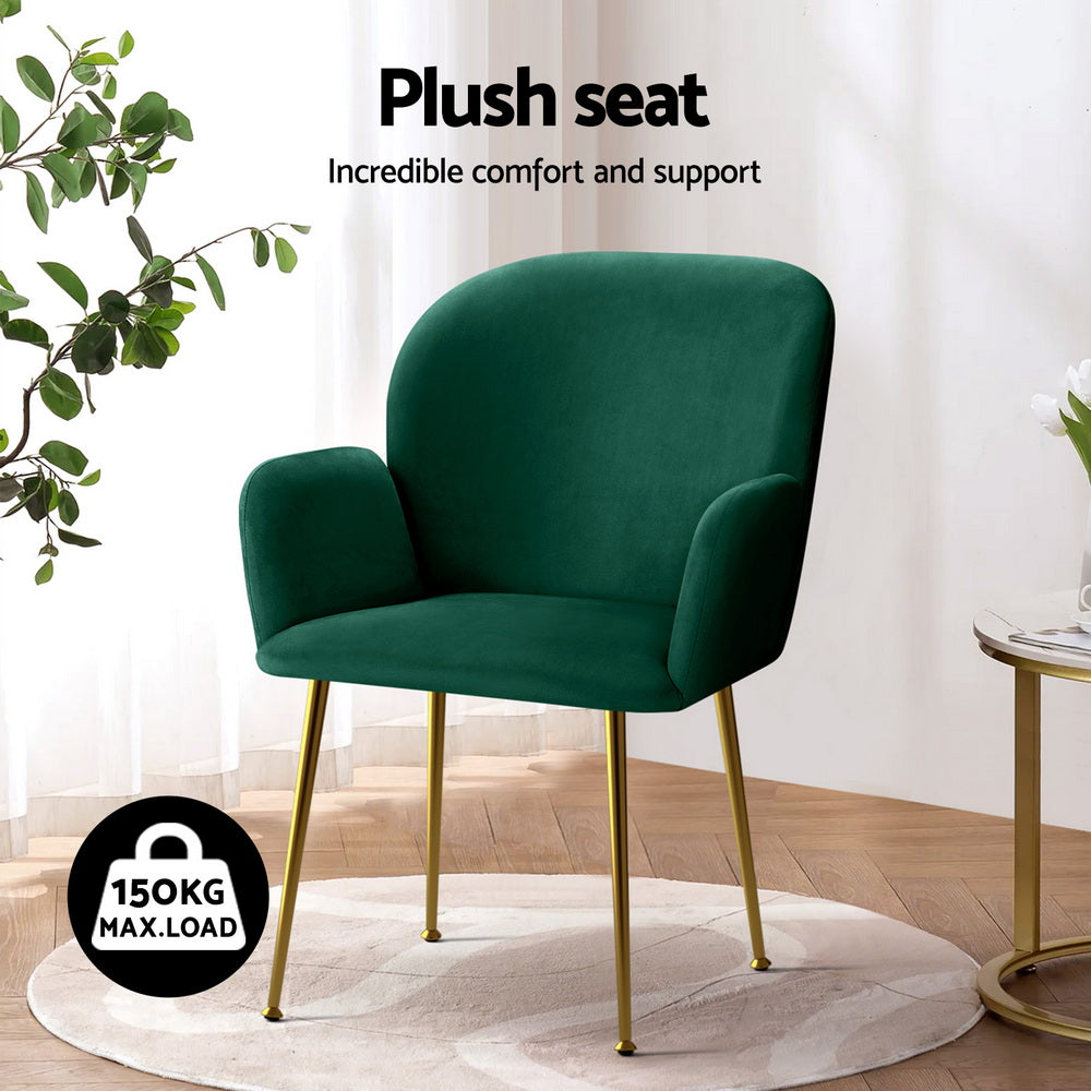 Kynsee Green Velvet Set of 4 Armchairs