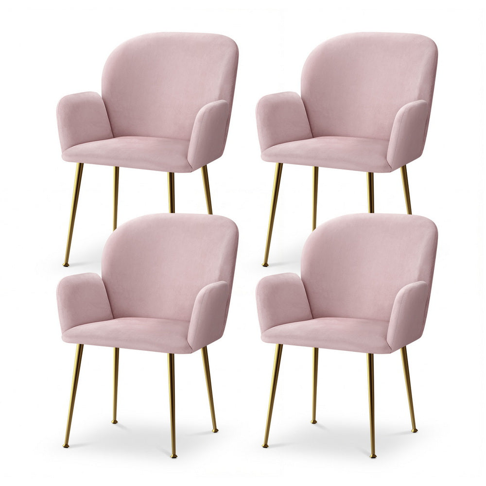 Lorna Set of 4 Velvet Dining Chairs - Pink