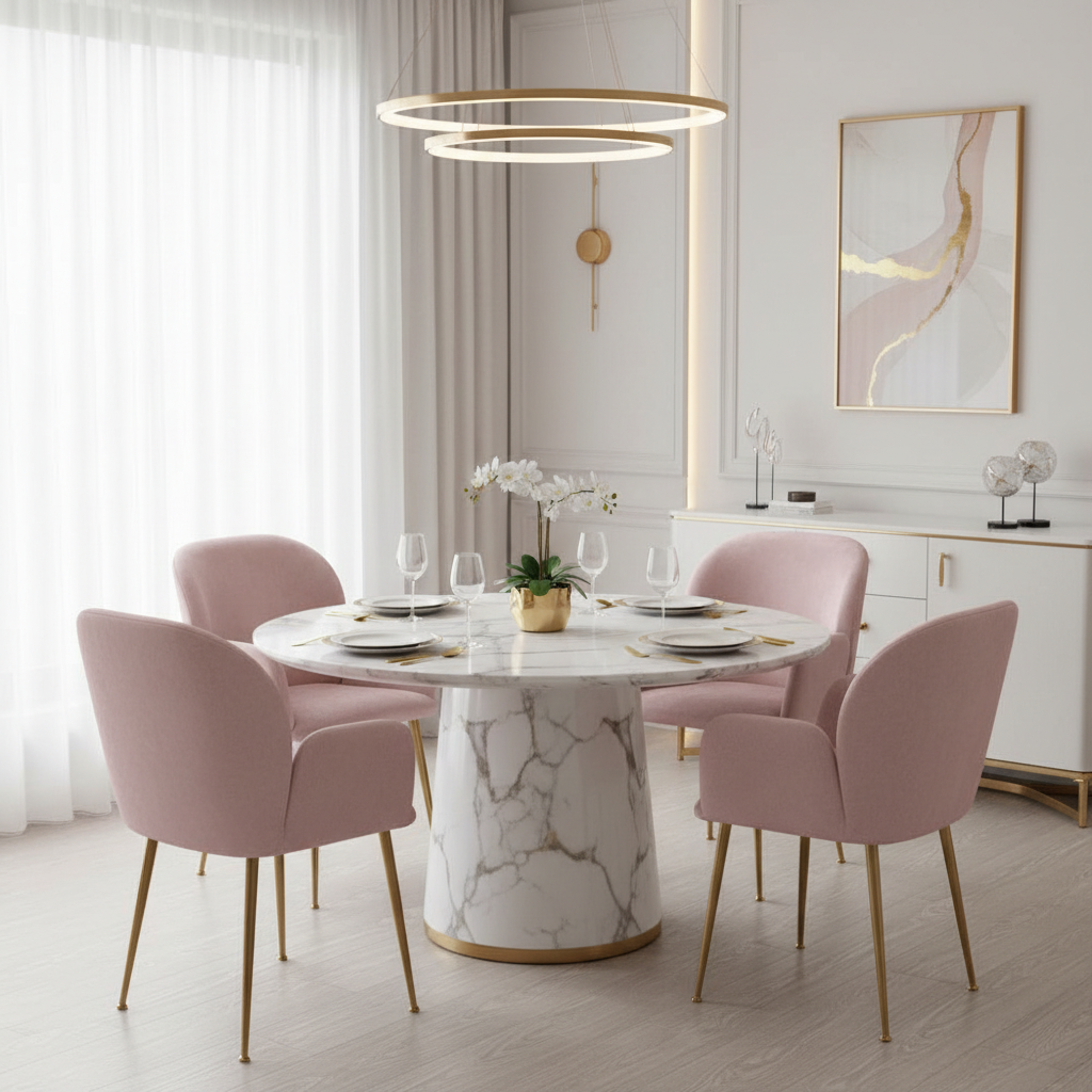 Lorna Set of 4 Velvet Dining Chairs - Pink