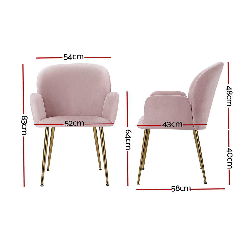 Lorna Set of 4 Velvet Dining Chairs - Pink