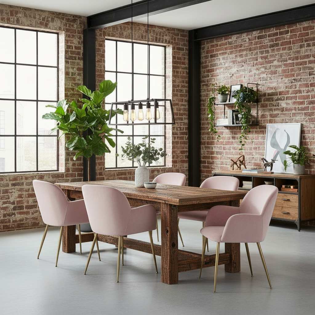 Lorna Set of 4 Velvet Dining Chairs - Pink