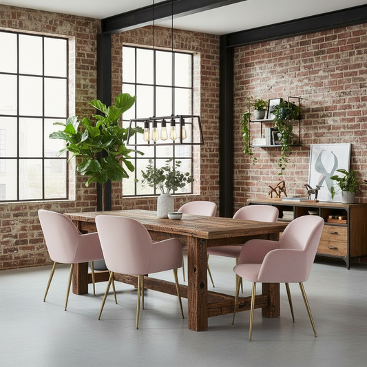 Lorna Set of 4 Velvet Dining Chairs - Pink