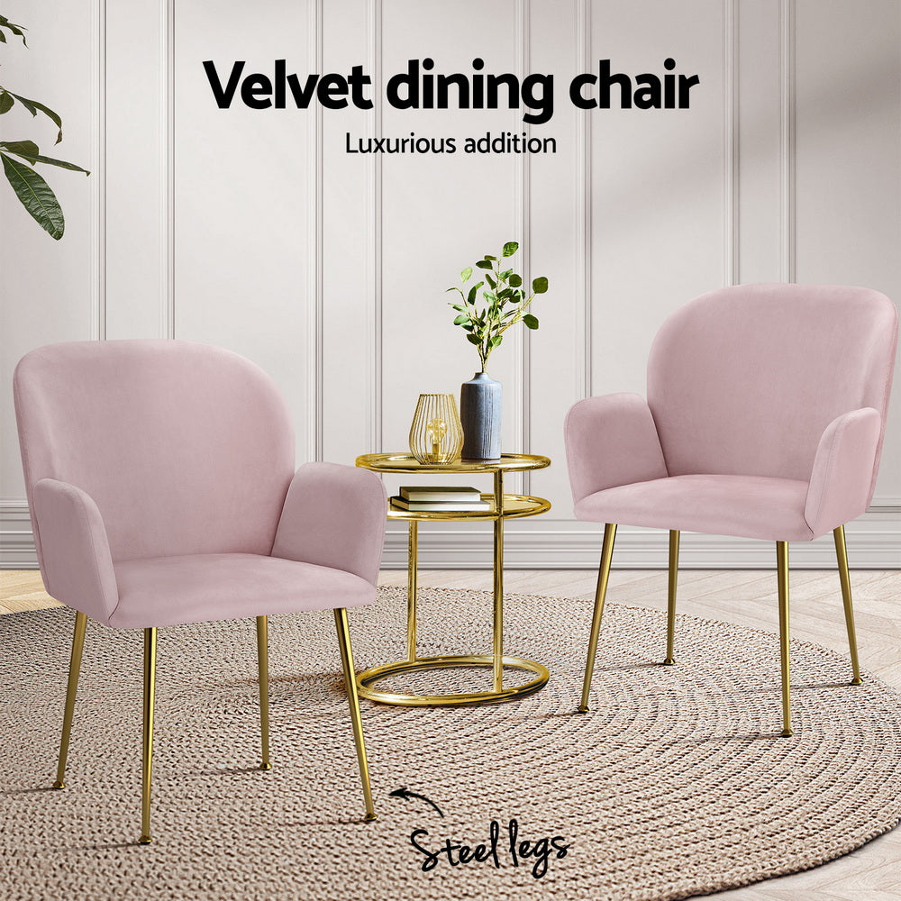 Lorna Set of 4 Velvet Dining Chairs - Pink