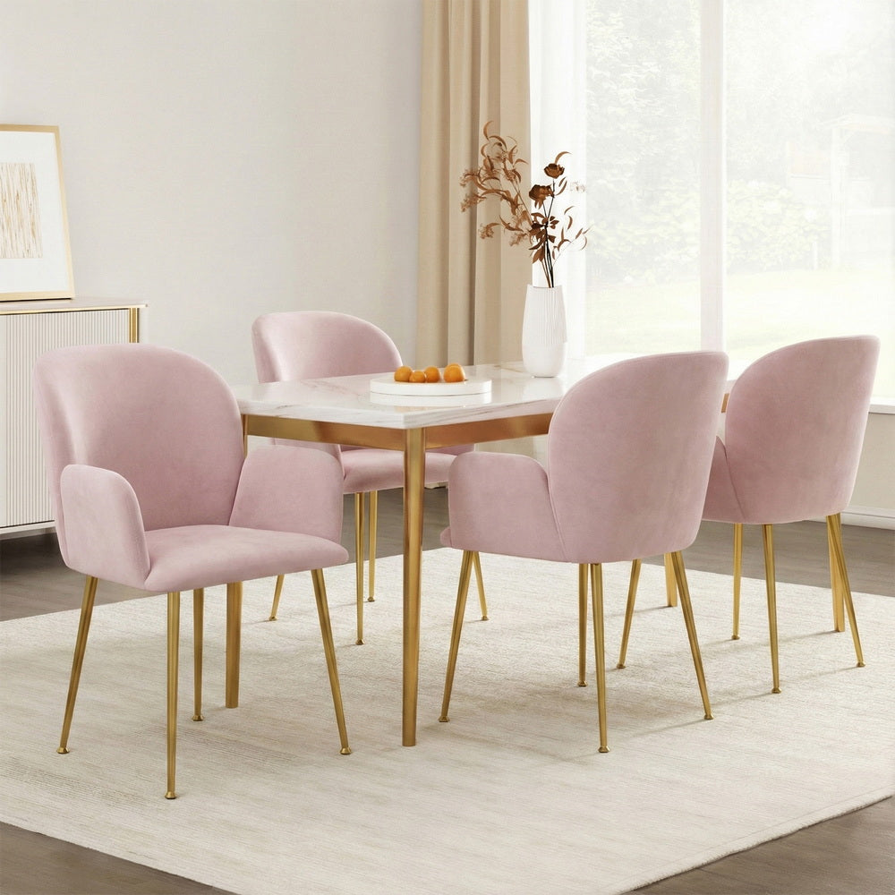 Lorna Set of 4 Velvet Dining Chairs - Pink