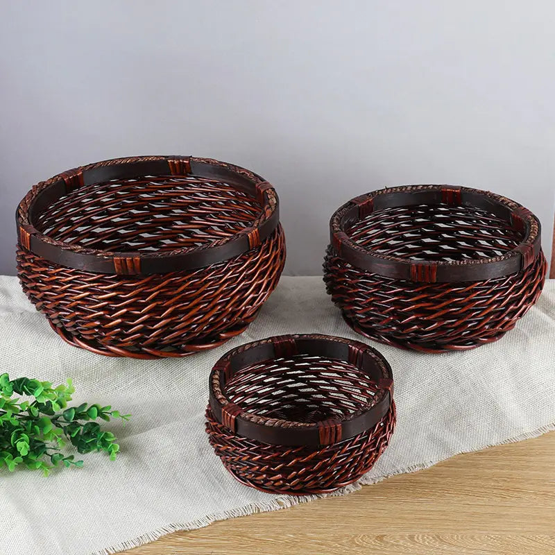 Circular Rattan Storage Basket.