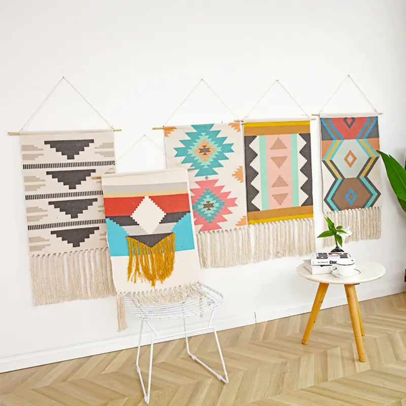 Bohemian Nordic Handmade Tapestry with Tassels