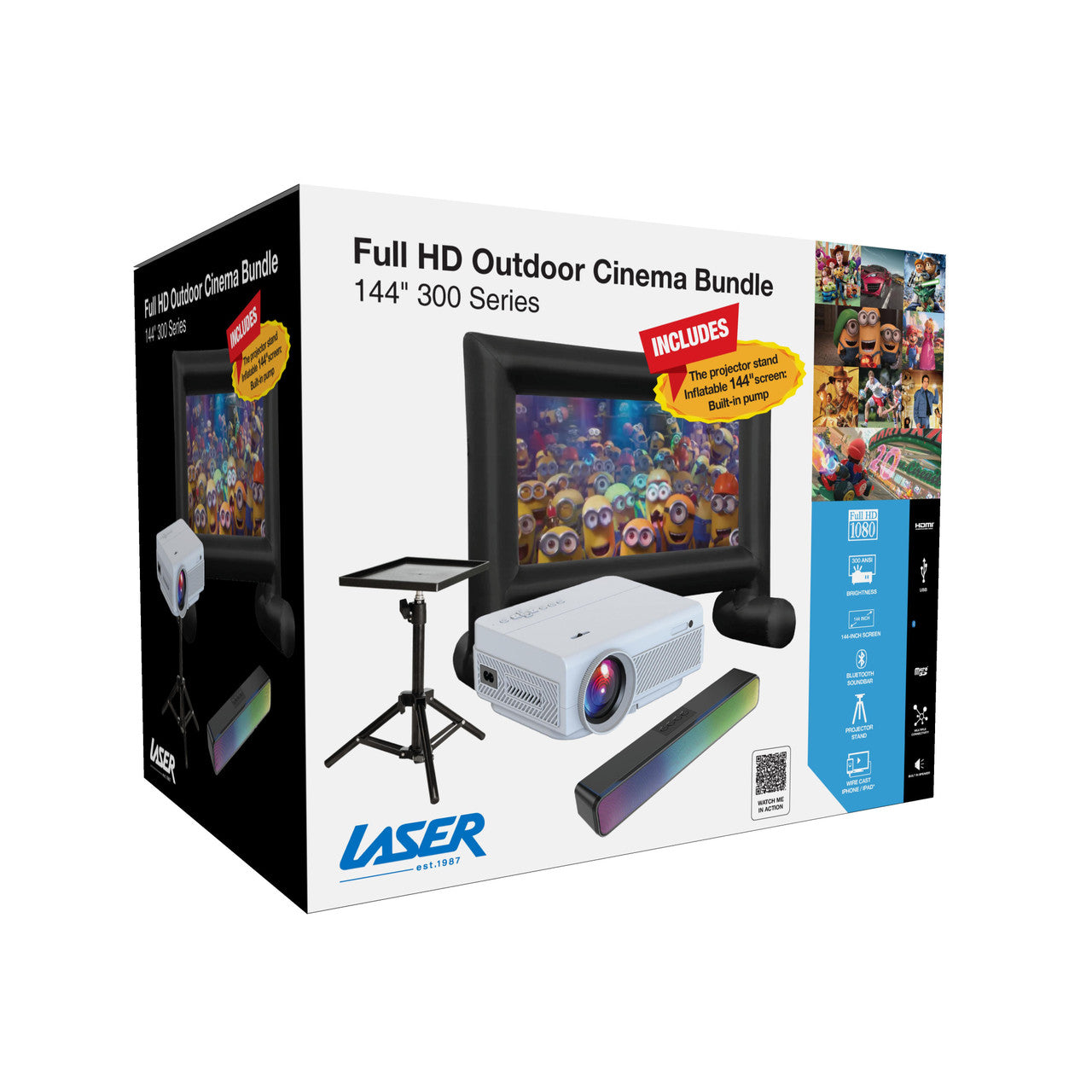 Laser 1080P Outdoor Cinema Bundle 144 Inch The Nest Trading Company