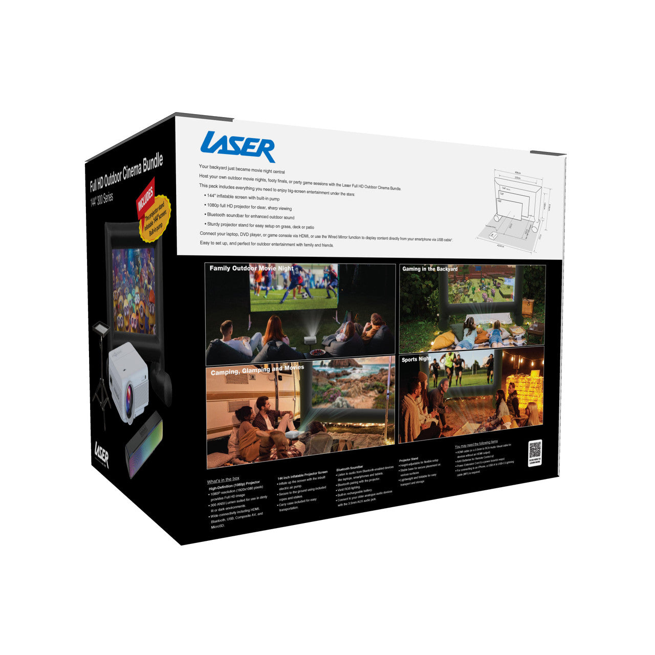 Laser 1080P Outdoor Cinema Bundle 144 Inch The Nest Trading Company
