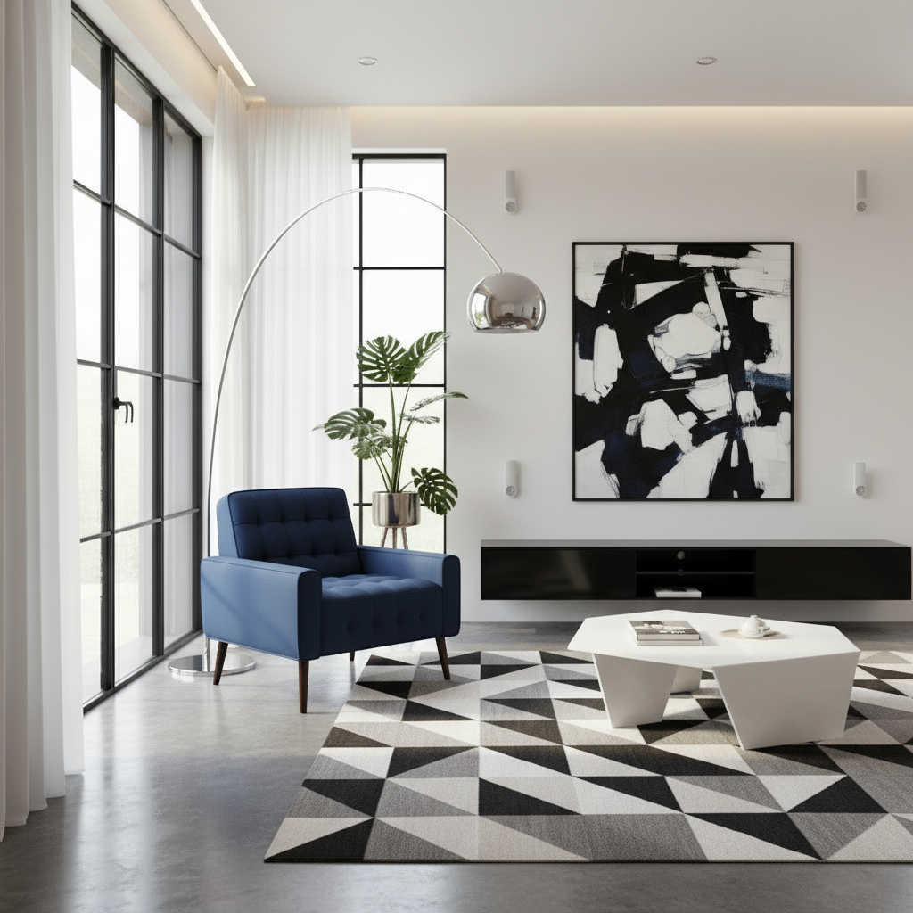 Lewisham Navy Blue Tufted Velvet Armchair