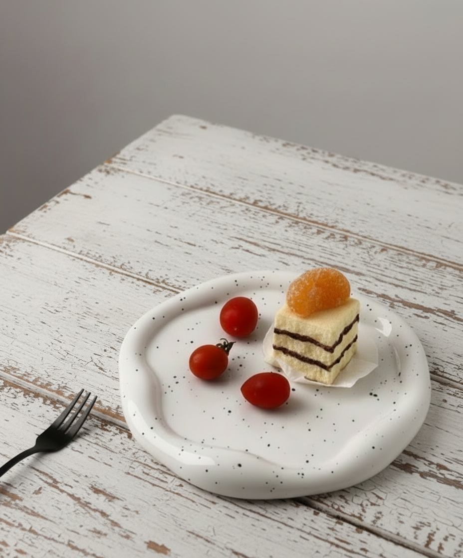 Speckled White Ceramic 3 Piece Tray Set (Round+Long+Irregular)